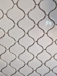 Closeup of backsplash arabasque tile