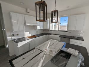 Kitchen backsplash grouted and finished