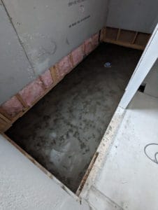 Master shower pan prepan installed