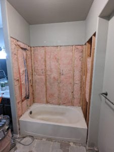 Basement tub surround demo'd