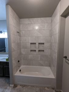 Basement tub surround grouted