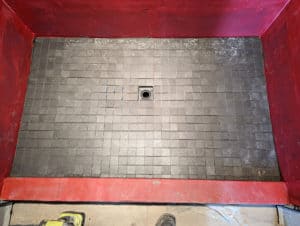 Master shower floor installed