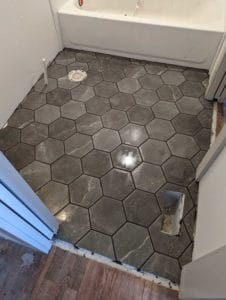 Main level bath floor grouted