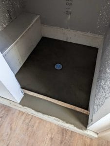 Master shower pan installed