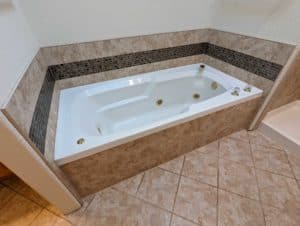 Master tub skirt and surround grouted