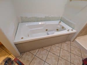 Master tub skirt and surround to be tiled