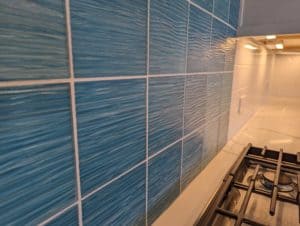 Closeup of wavy glass tile