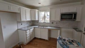 Kitchen backsplash installed