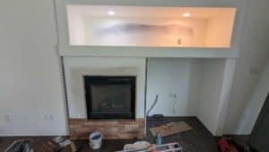 Fireplace partly installed