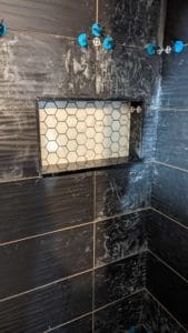 Niche tile installed