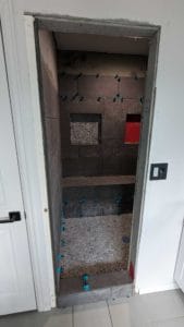 Completed most of the shower - ran short on tile