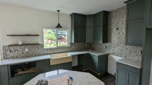 Kitchen backsplash grouted and finished