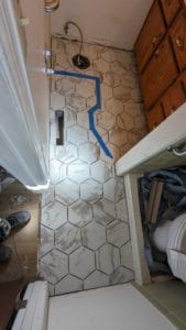 Master bath floor fully set