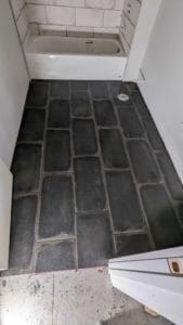 Basement bath floor grouted