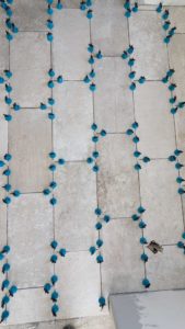 Closeup of some of the master bath floor tiles