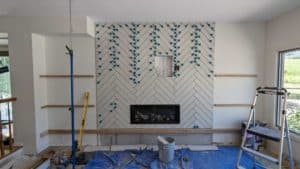 Upper section of fireplace completed