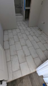 Upstairs bath floor grouted