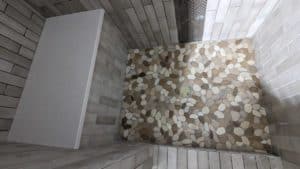 Basement shower partially grouted