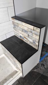 Bench top and pony wall cap grouted