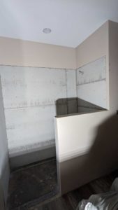 Master shower walls underlaid