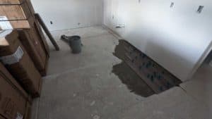 Wet bar floor partially set