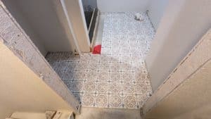 Almost all of basement bath floor installed