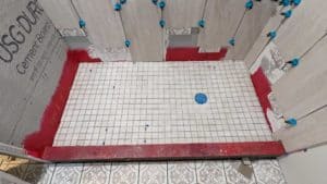 Shower floor installed