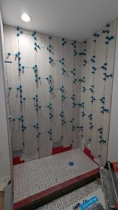 Decent portion of the shower walls installed