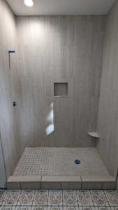 Basement shower - grouted as much as possible before running short on grout2