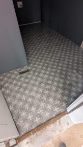 Laundry floor grouted