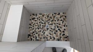 Master shower floor grouted and finished