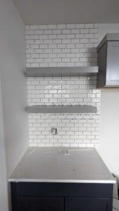 Floating shelf wall in kitchen set