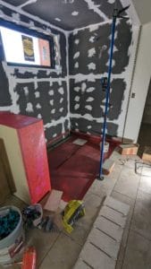 Laying out the master shower walls