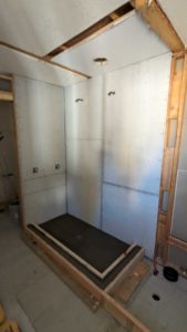 Shower pan and walls installed