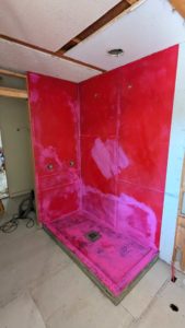 Shower walls and pan waterproofed