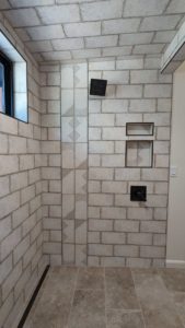 Master shower niches and plumbing