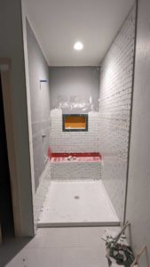 Good portion of basement shower set