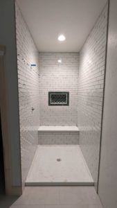 Basement shower surround fully set