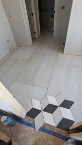 Laying out pattern for master bath floor