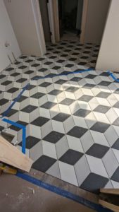 Master bath floor almost fully set