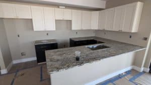 Basement kitchen backsplash to be installed