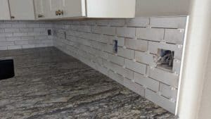 Basement kitchen backsplash closeup