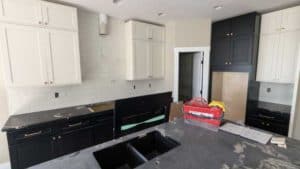 Upstairs kitchen backsplash grouted and finished