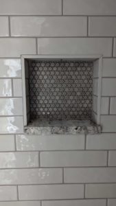 Closeup of upstairs shower niche