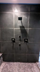 Part of master shower grouted