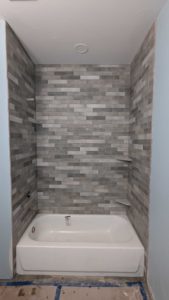 Basement tub surround grouted