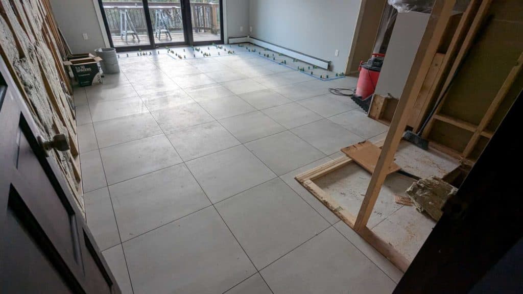 All floor tile fully set