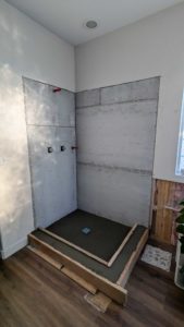 Shower pan and walls installed