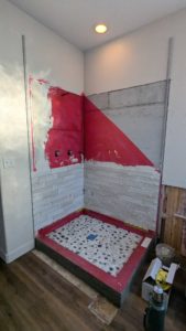 Part of walls and all of shower floor set