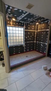 All foam walls installed in shower